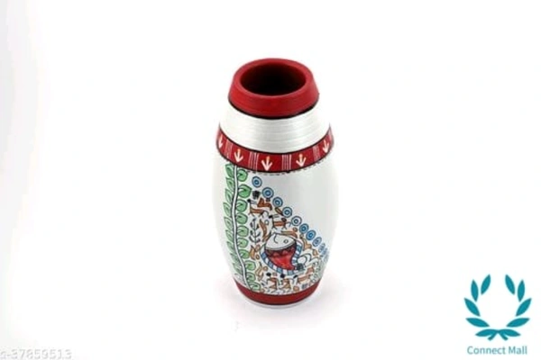 Fashionable Vases - LXHXB: 6inX6inX3.5 in, White, Handicraft, Madhubani Painting, Cylinder